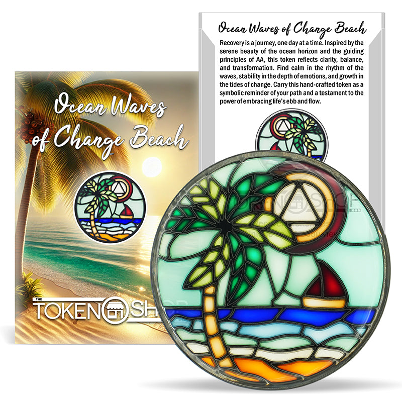 Ocean Waves of Change Beach | Stained Glass AA Coin