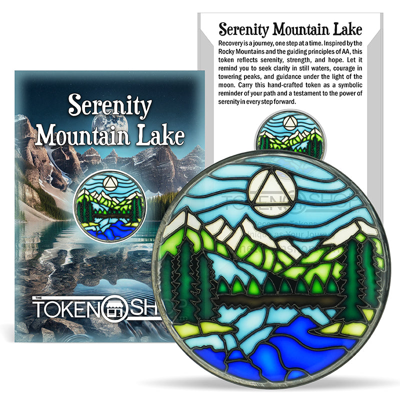 Serenity Mountain Lake | Stained Glass AA Coin