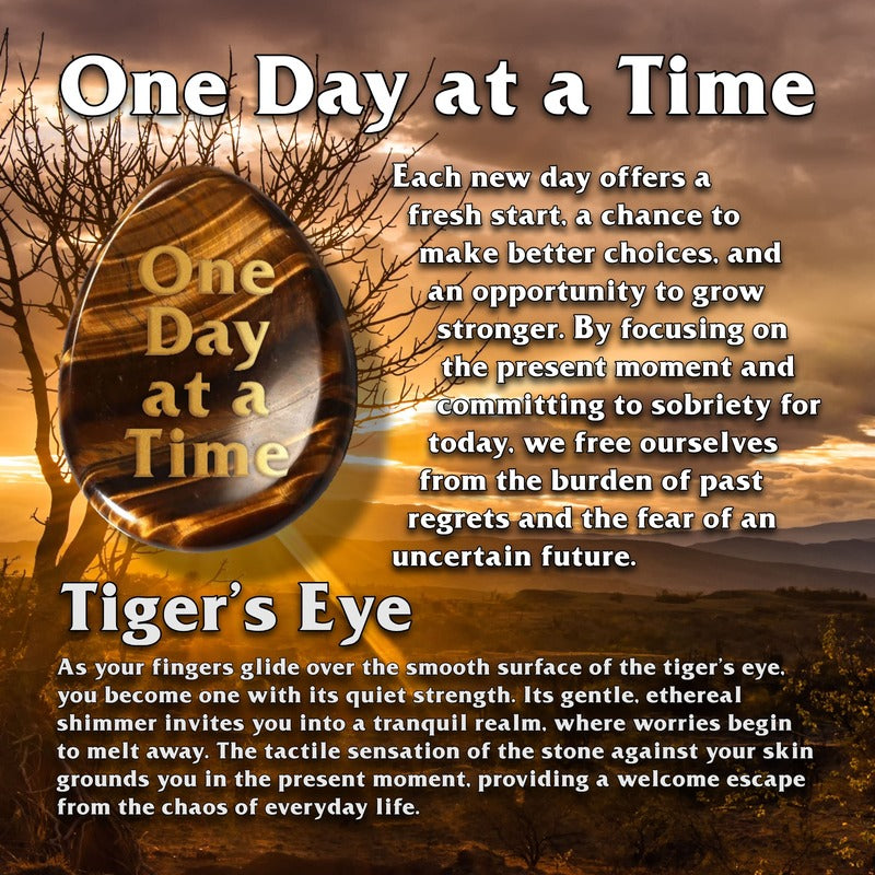 Tiger's Eye One Day at a Time Sobriety Stone