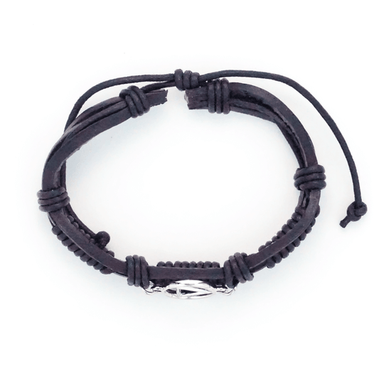 Black Leather Adjustable AA Bracelet - The Token Shop