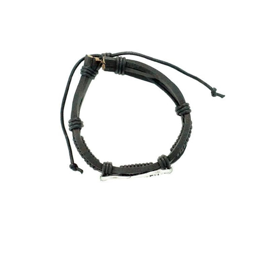 Black Leather Infinite Hope AA Bracelet - The Token Shop