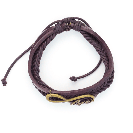 Brown Leather Infinite Hope AA Bracelet - The Token Shop