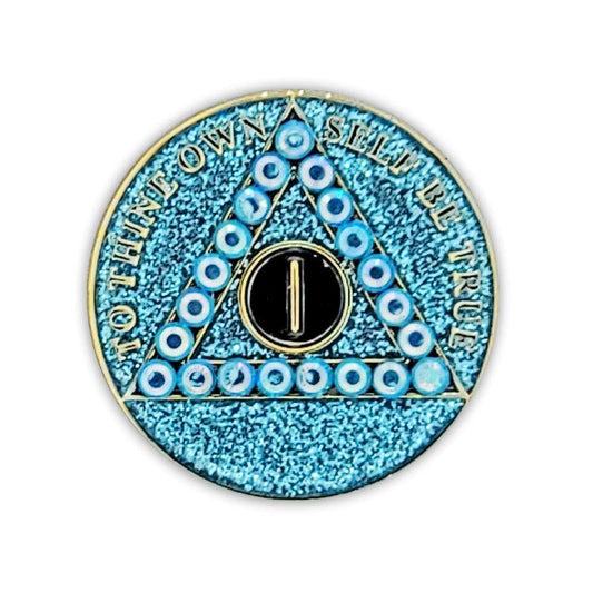 Crystallized Blue Glitter Triplate AA Chips - The Token Shop