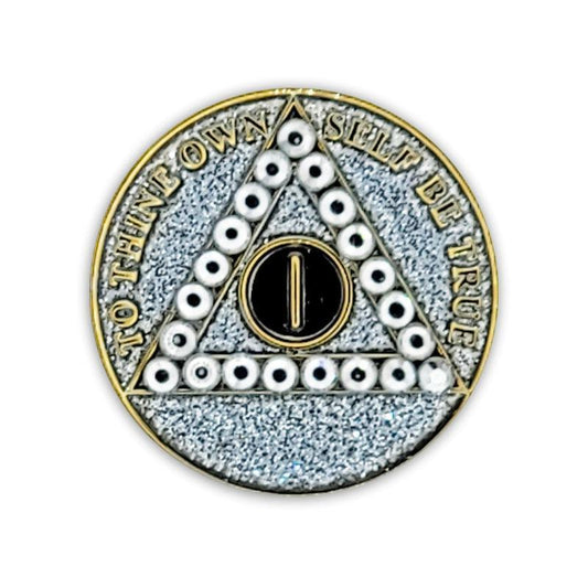 Crystallized Silver Glitter Triplate AA Chips - The Token Shop