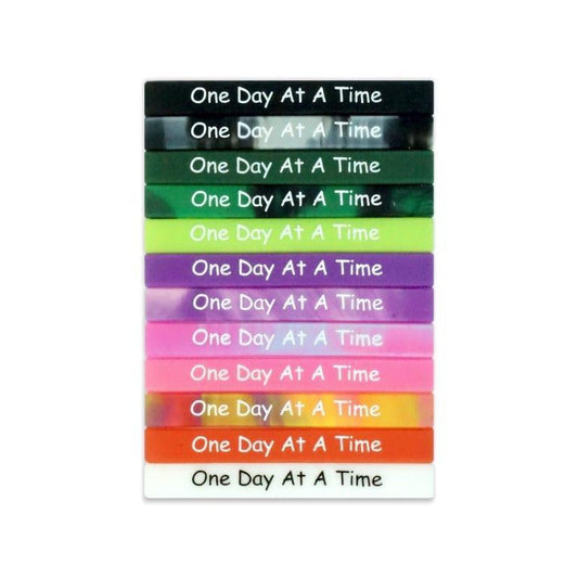 Debossed Wristbands "One Day At A Time" - The Token Shop