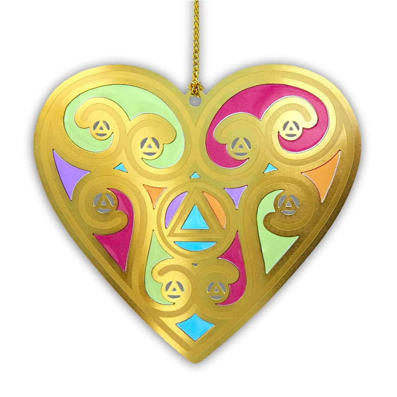 Stained Glass Recovery Heart Christmas Ornament