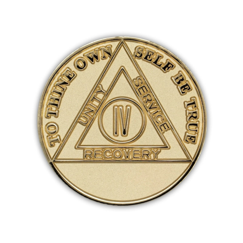 Gold Plated Precious Metal AA Anniversary Medallion - 4 Years front