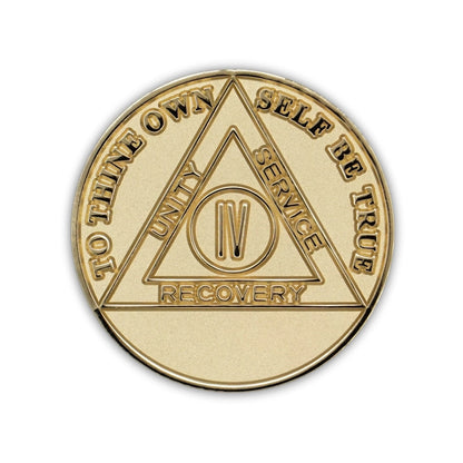 Gold Plated Precious Metal AA Anniversary Medallion - 4 Years front