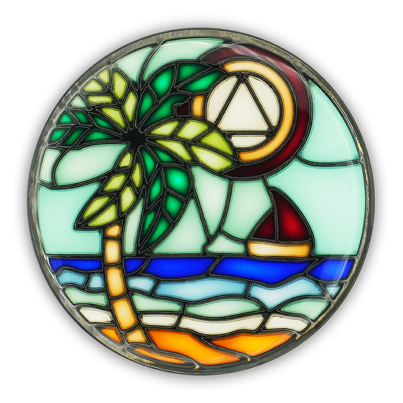 Ocean Waves of Change Beach | Stained Glass AA Coin