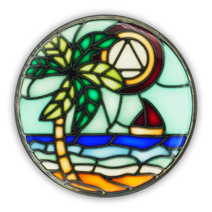 Ocean Waves of Change Beach | Stained Glass AA Coin