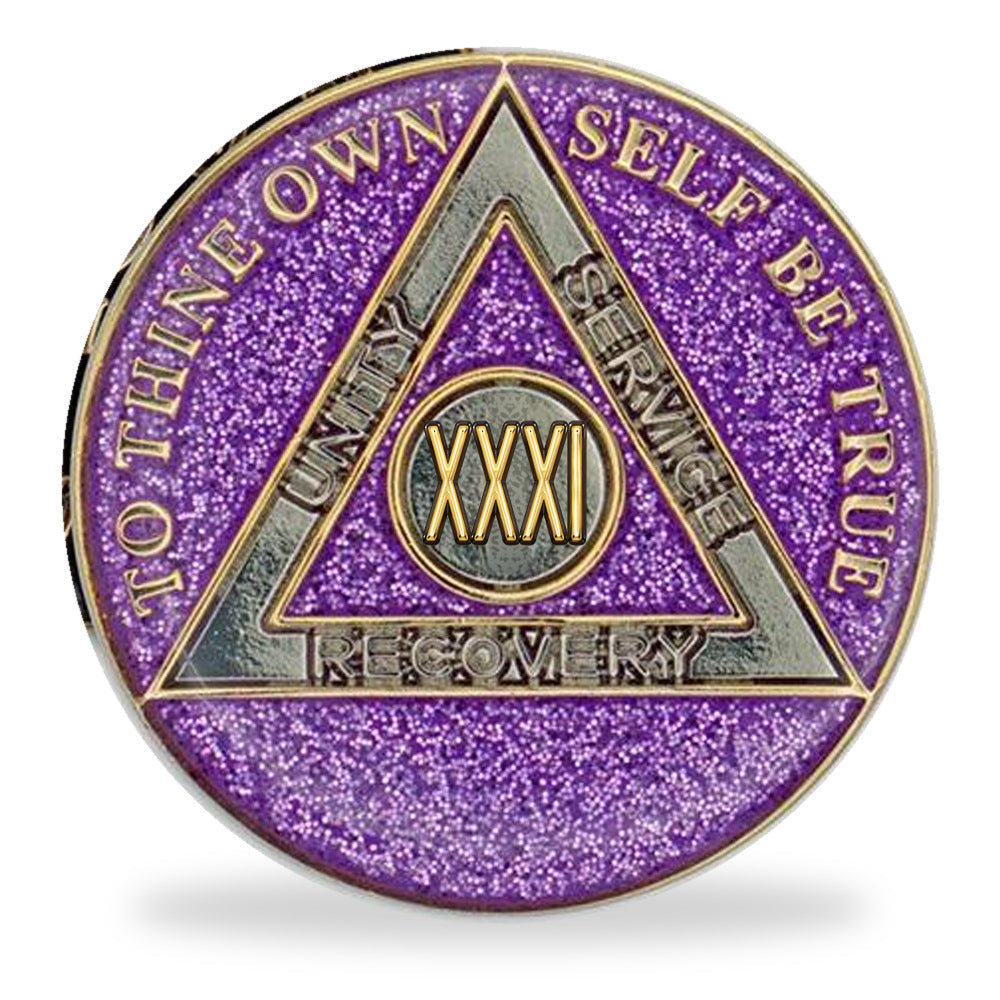 Purple Glitter Triplate AA Chips