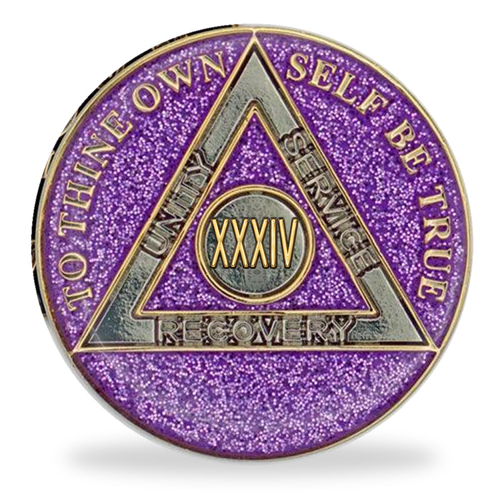 Purple Glitter Triplate AA Chips
