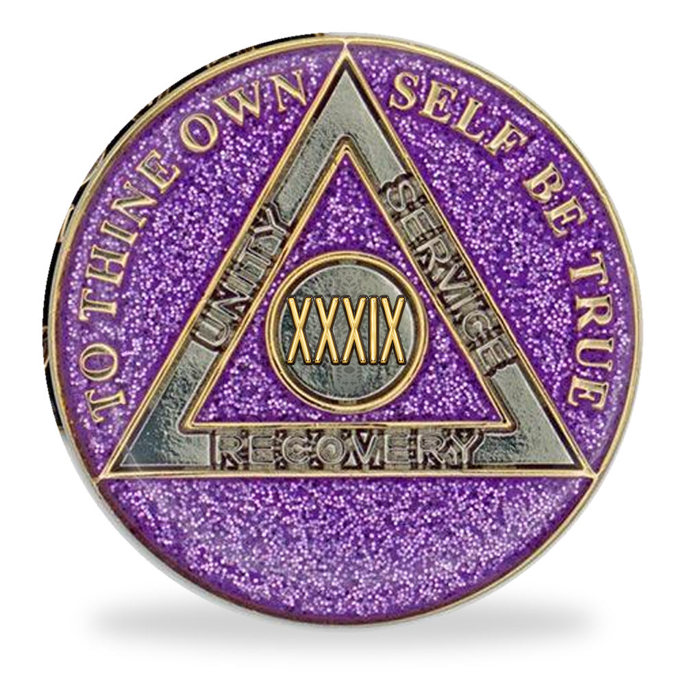 Purple Glitter Triplate AA Chips