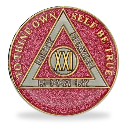 Pink Glitter Triplate AA Chips