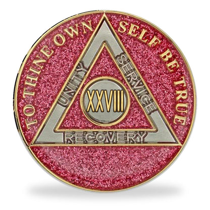 Pink Glitter Triplate AA Chips