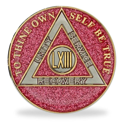 Pink Glitter Triplate AA Chips