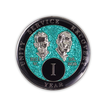 Aqua Glitter Founders Triplate AA Chips