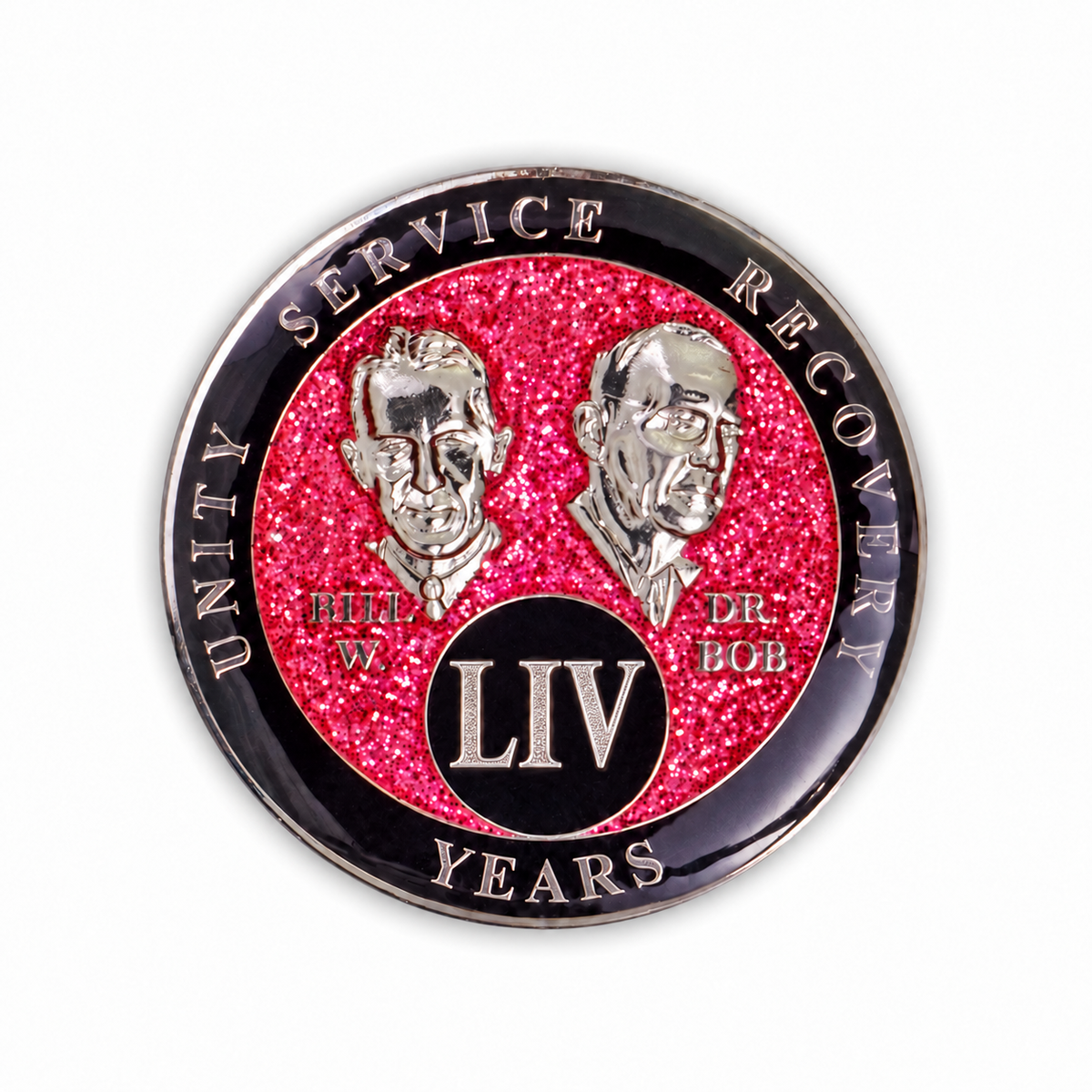 Pink Glitter Founders 54 Year AA medallion front