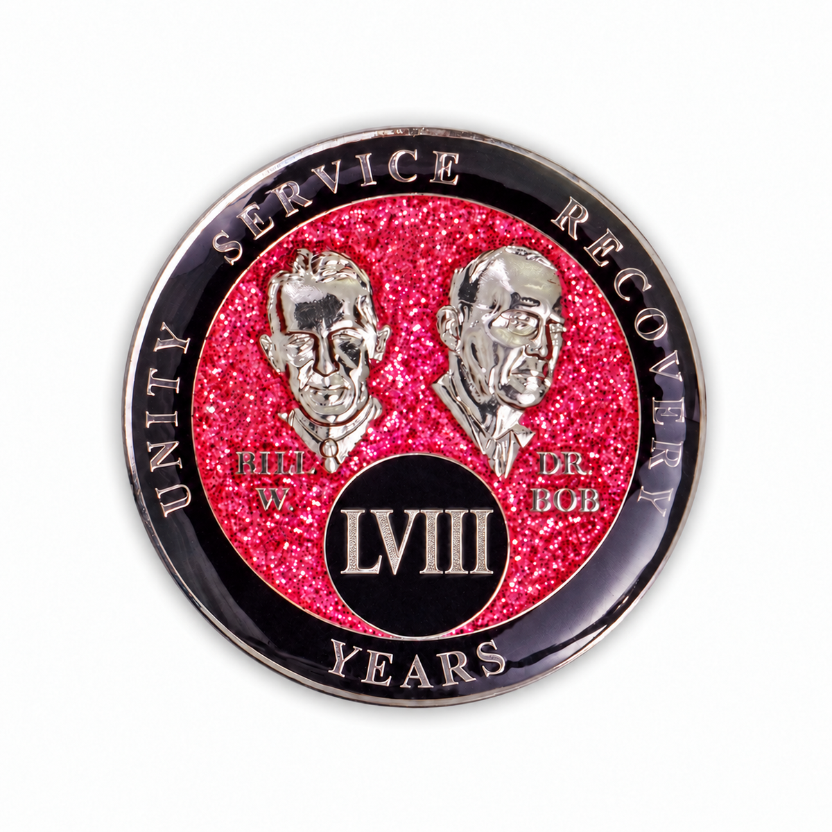 Pink Glitter Founders 58 Year AA medallion front