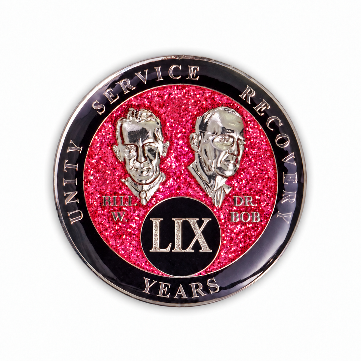Pink Glitter Founders 59 Year AA medallion front