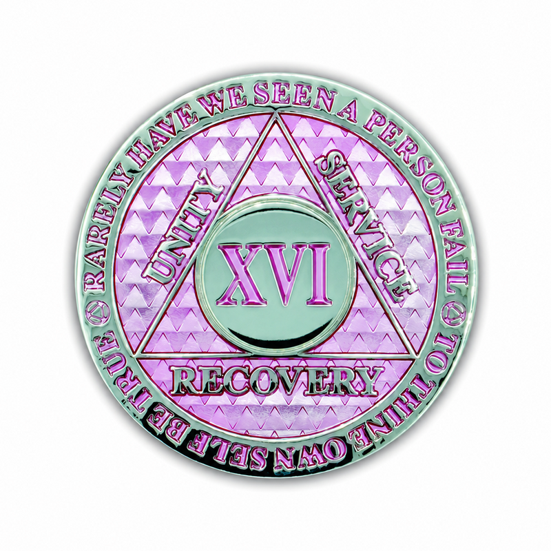 Pink Legacy Triplate AA Chip - 16 Years front