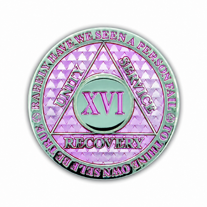 Pink Legacy Triplate AA Chip - 16 Years front