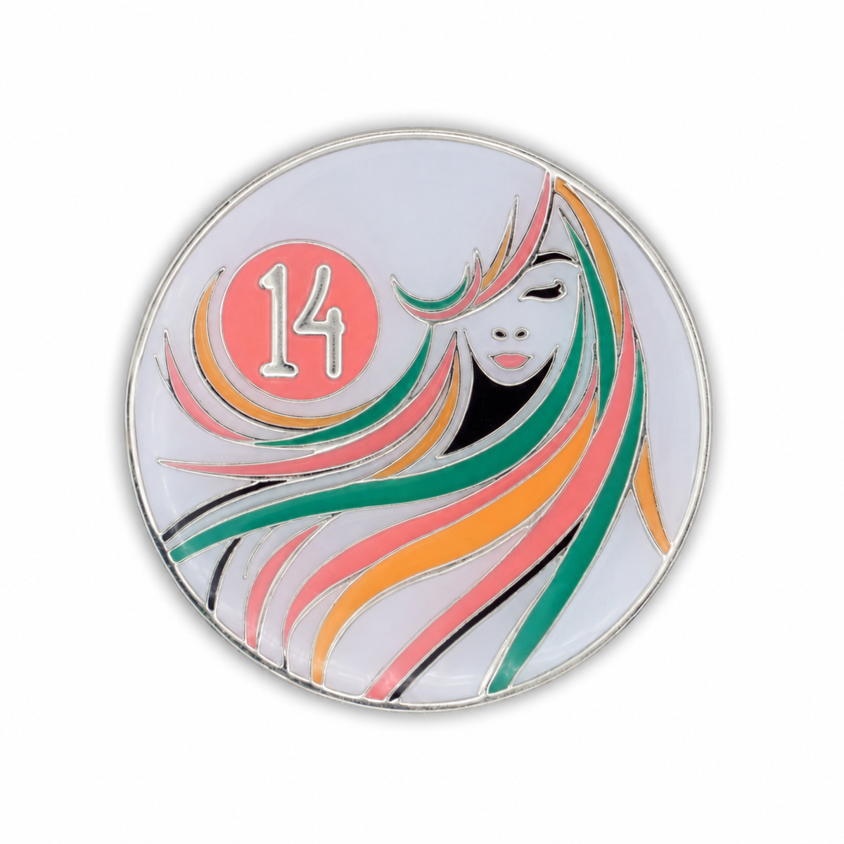 Sober Woman Glow-in-the-Dark AA Coin — 14 Years, corrected front