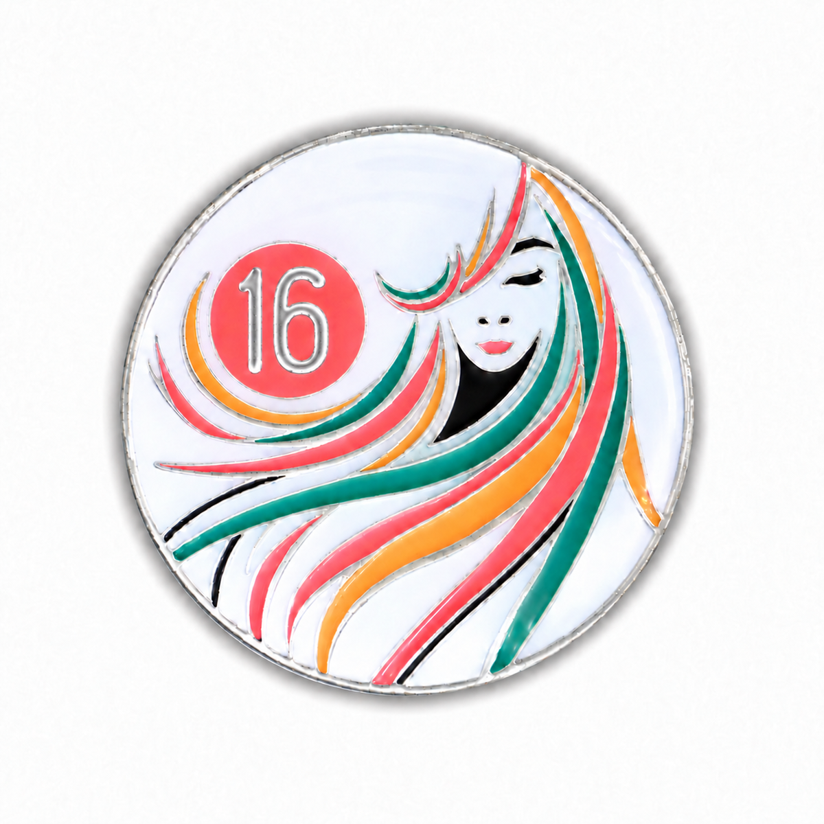 Sober Woman 16 Years recovery coin front