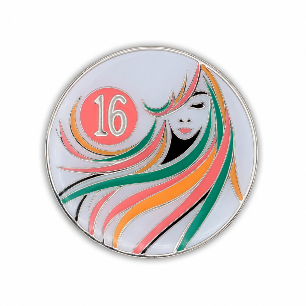 Sober Woman Glow-in-the-Dark AA Coin — 16 Years, corrected front