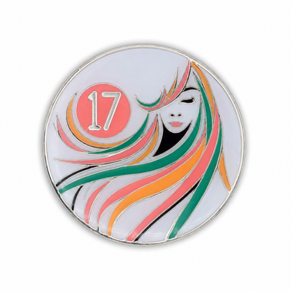 Sober Woman Glow-in-the-Dark AA Coin — 17 Years, corrected front