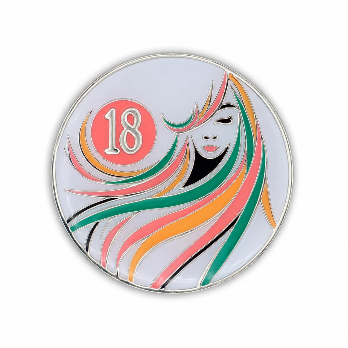 Sober Woman Glow-in-the-Dark AA Coin — 18 Years, corrected front
