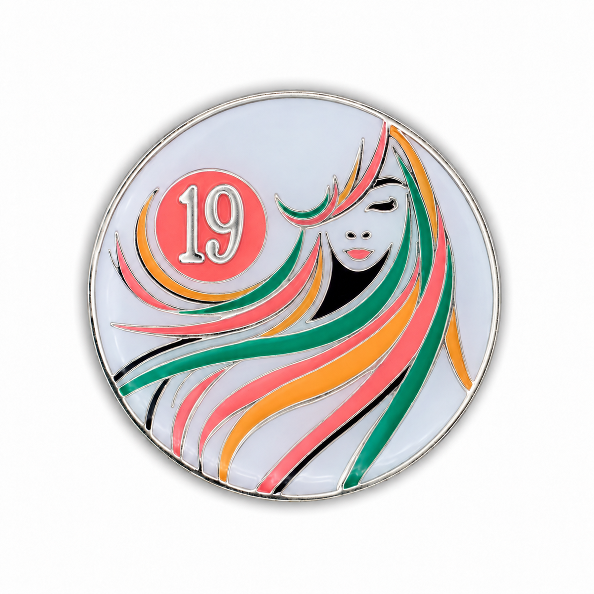 Sober Woman Glow-in-the-Dark AA Coin — 19 Years, corrected front