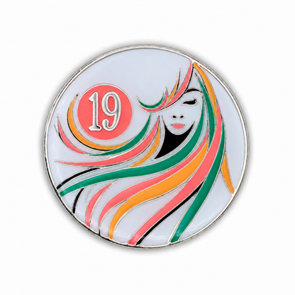 Sober Woman Glow-in-the-Dark AA Coin — 19 Years, corrected front