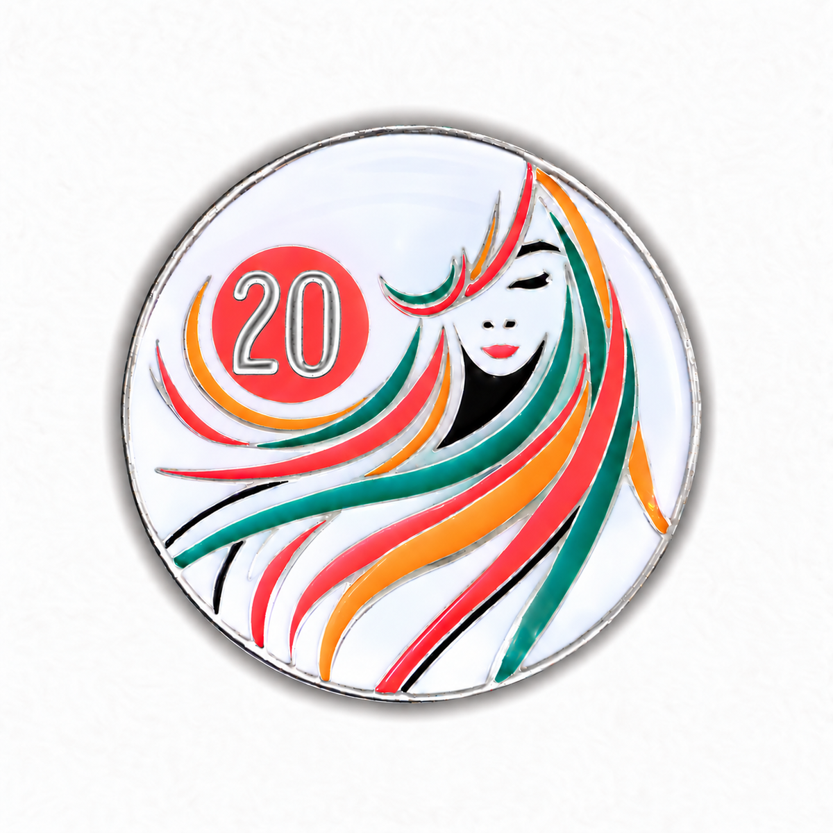 Sober Woman 20 Years recovery coin front