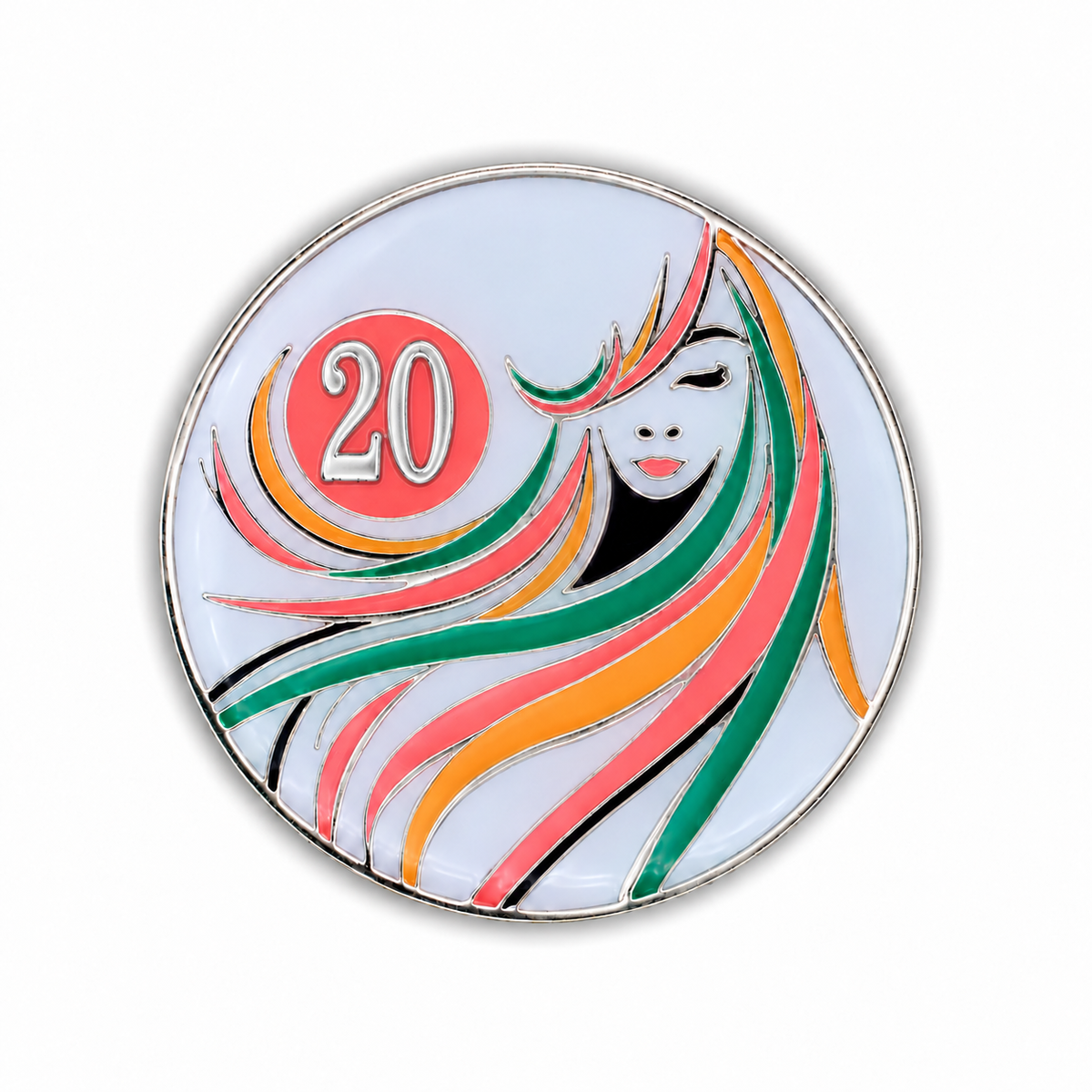 Sober Woman Glow-in-the-Dark AA Coin — 20 Years, corrected front
