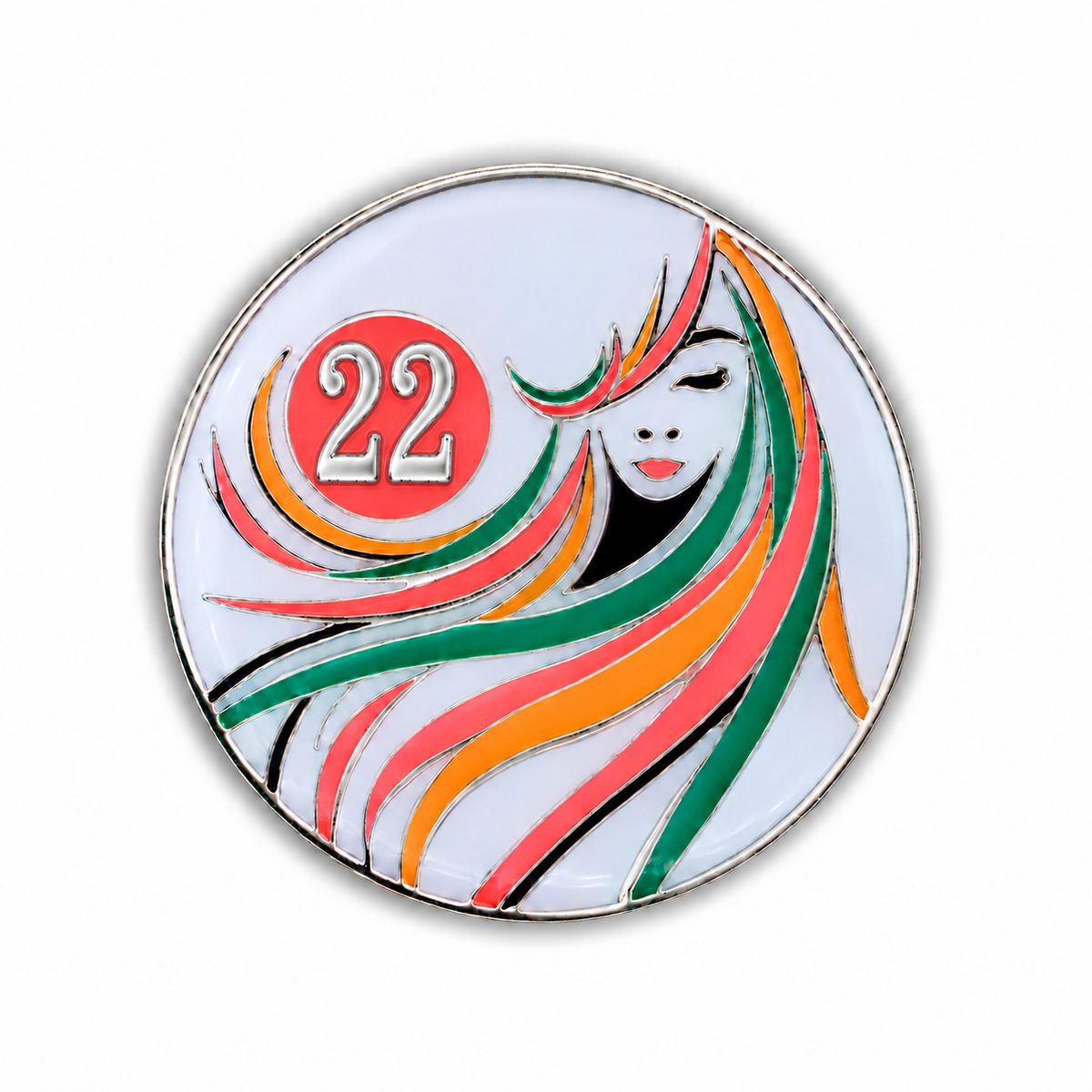 Sober Woman Glow-in-the-Dark AA Coin — 22 Years, corrected front