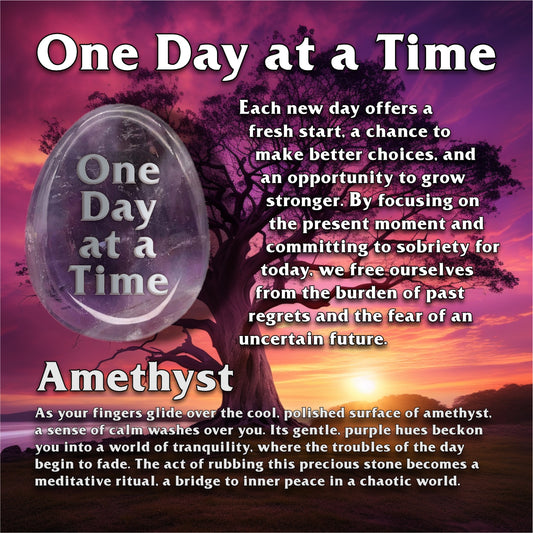 Amethyst One Day at a Time Sobriety Stone