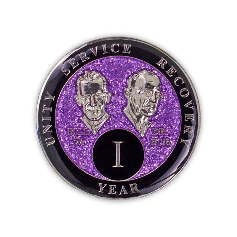 Purple Glitter Founders Triplate AA Chip - 1 Year