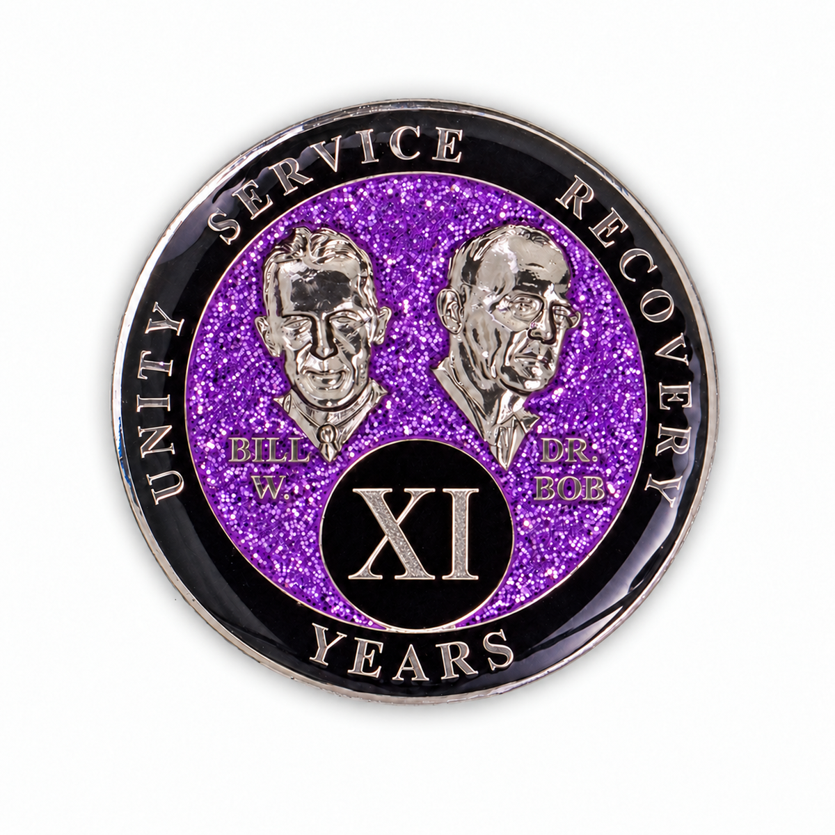 Purple Glitter Founders Triplate AA Chip - 11 Years