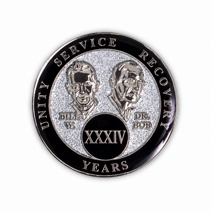 Silver Glitter Founders Triplate AA Chip - 34 Years