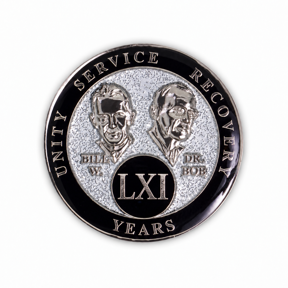 Silver Glitter Founders Triplate AA Chip - 61 Years