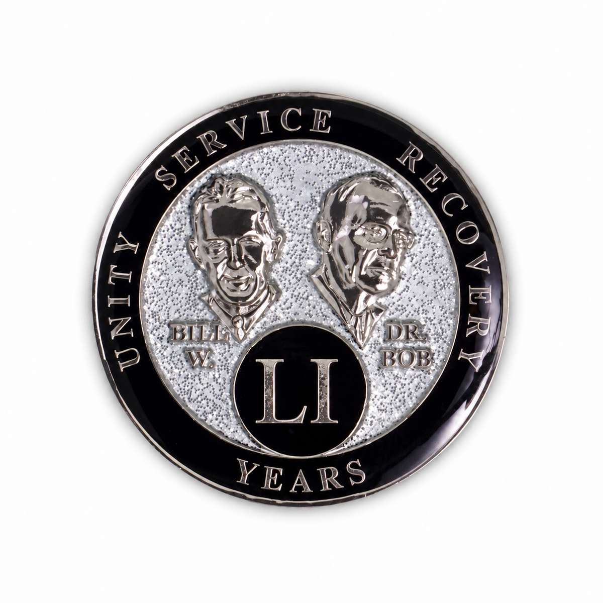 Silver Glitter Founders Triplate AA Chip - 51 Years