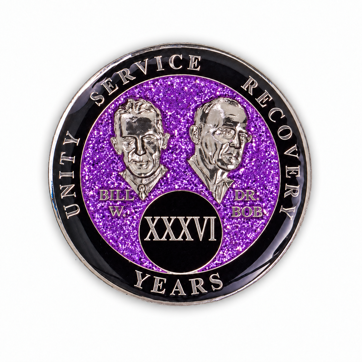 Purple Glitter Founders Triplate AA Chip - 36 Years