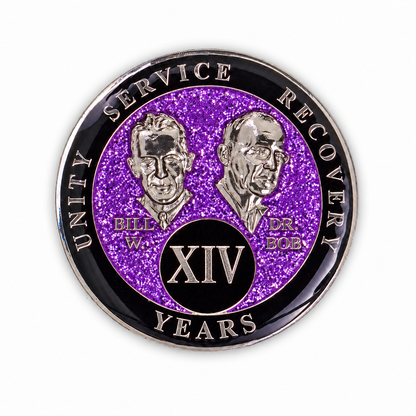 Purple Glitter Founders Triplate AA Chip - 14 Years