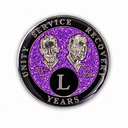 Purple Glitter Founders Triplate AA Chip - 50 Years