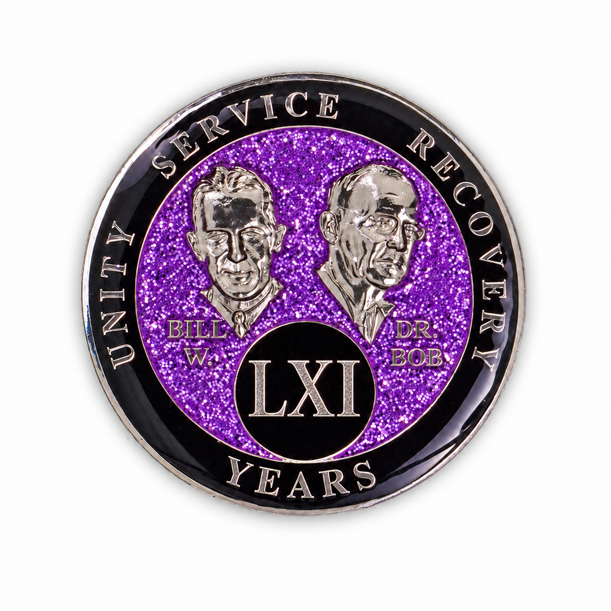 Purple Glitter Founders Triplate AA Chip - 61 Years