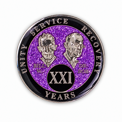 Purple Glitter Founders Triplate AA Chip - 21 Years