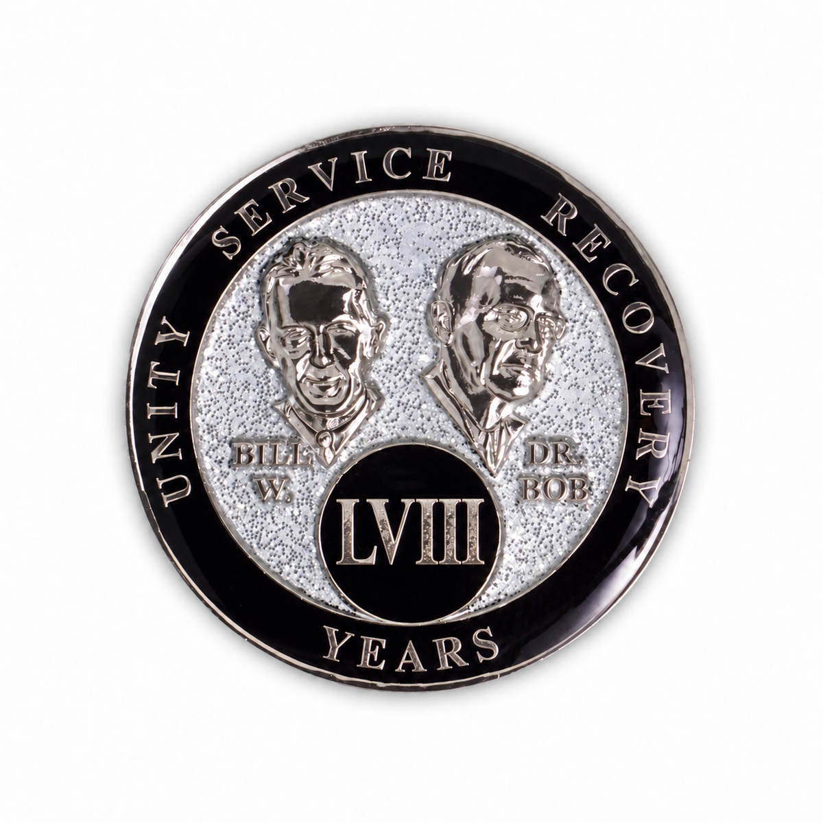 Silver Glitter Founders Triplate AA Chip - 58 Years