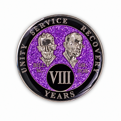Purple Glitter Founders Triplate AA Chip - 8 Years