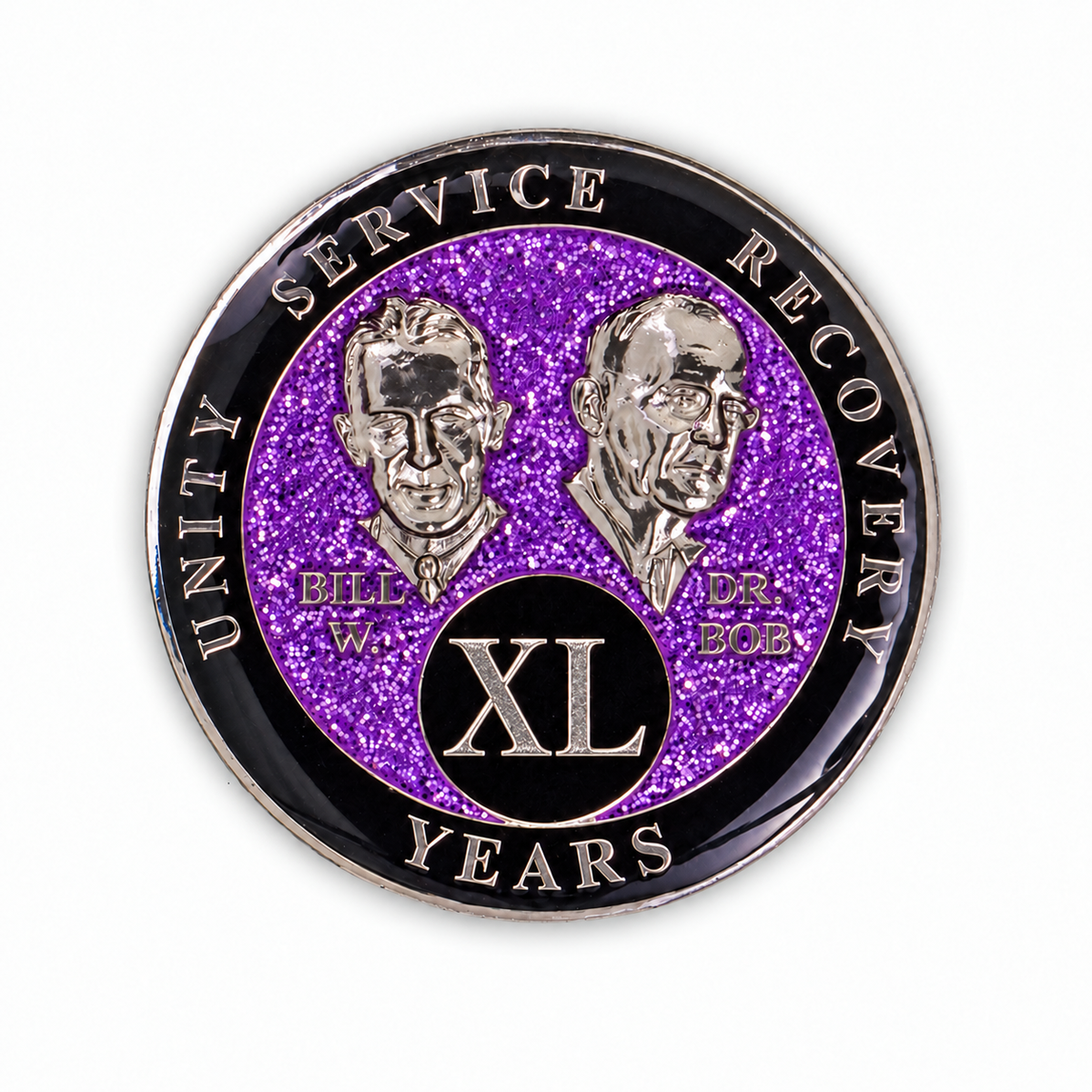 Purple Glitter Founders Triplate AA Chip - 40 Years